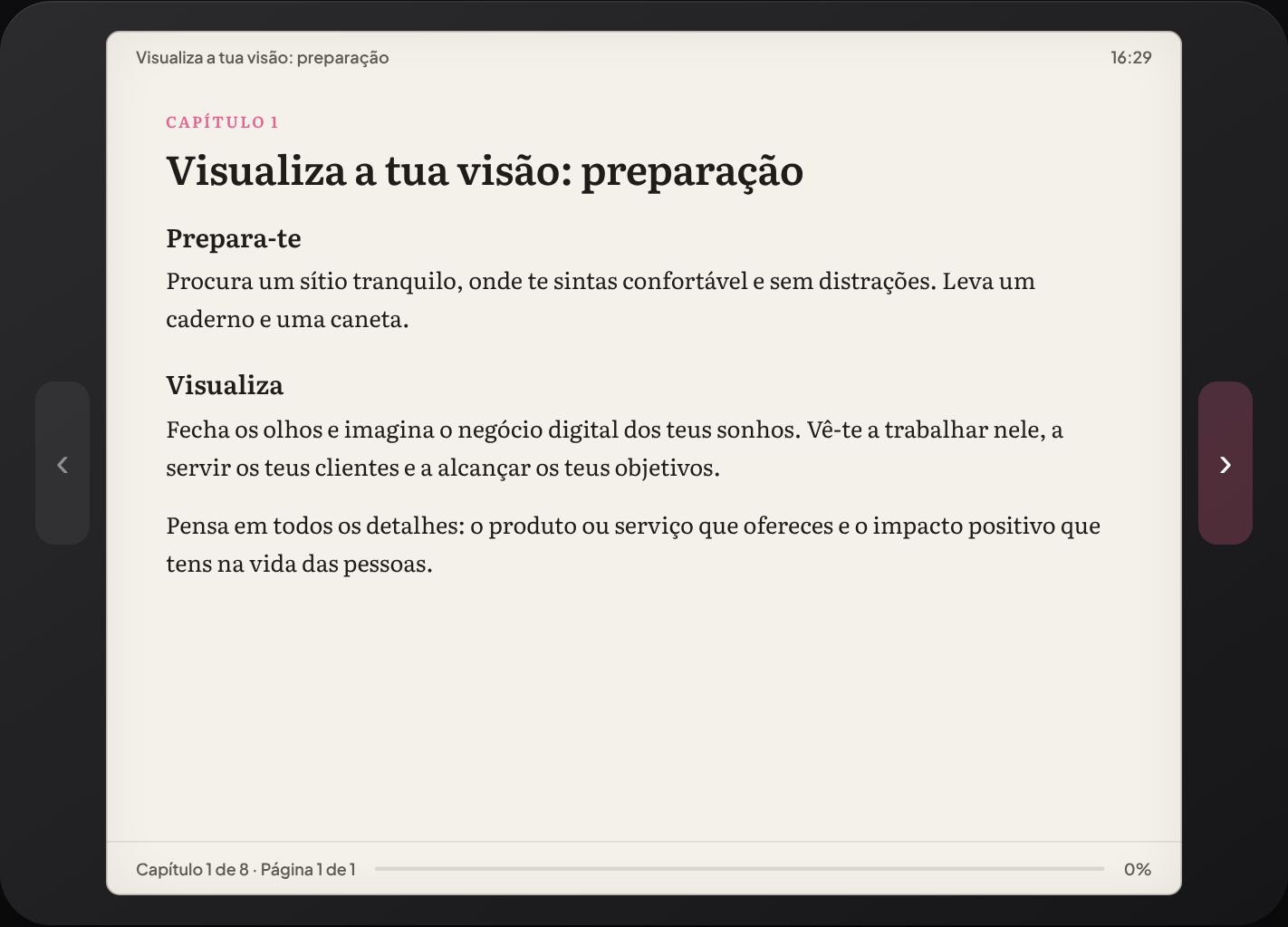 Página de Jornada Visionária na Área de Aluno