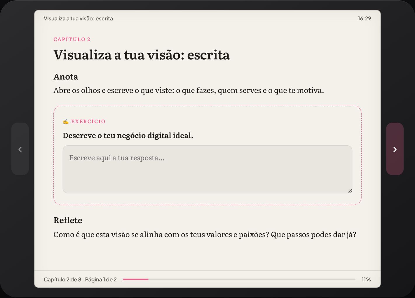 Página de Jornada Visionária na Área de Aluno