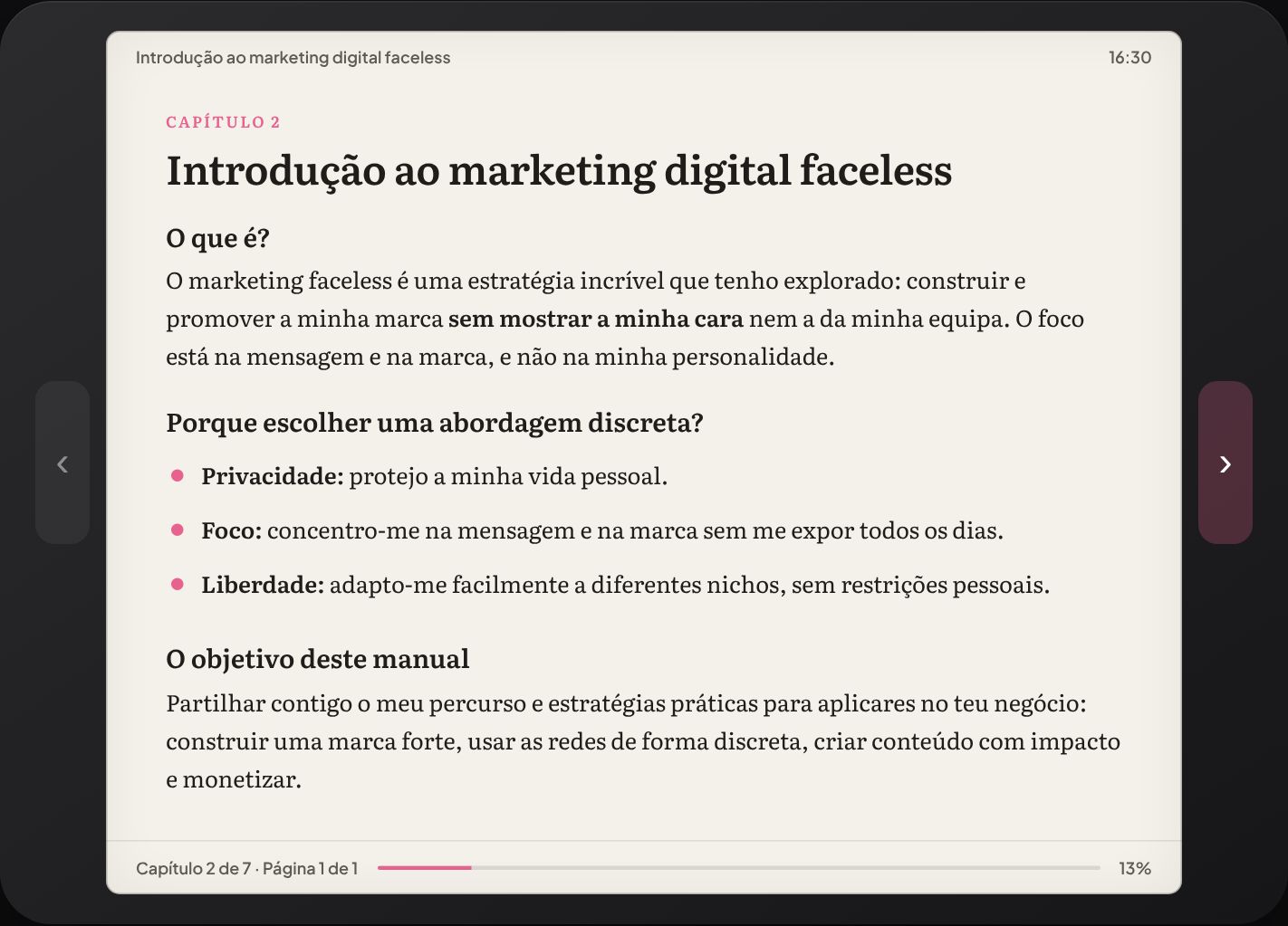 Página de Manual de Marketing Digital na Área de Aluno