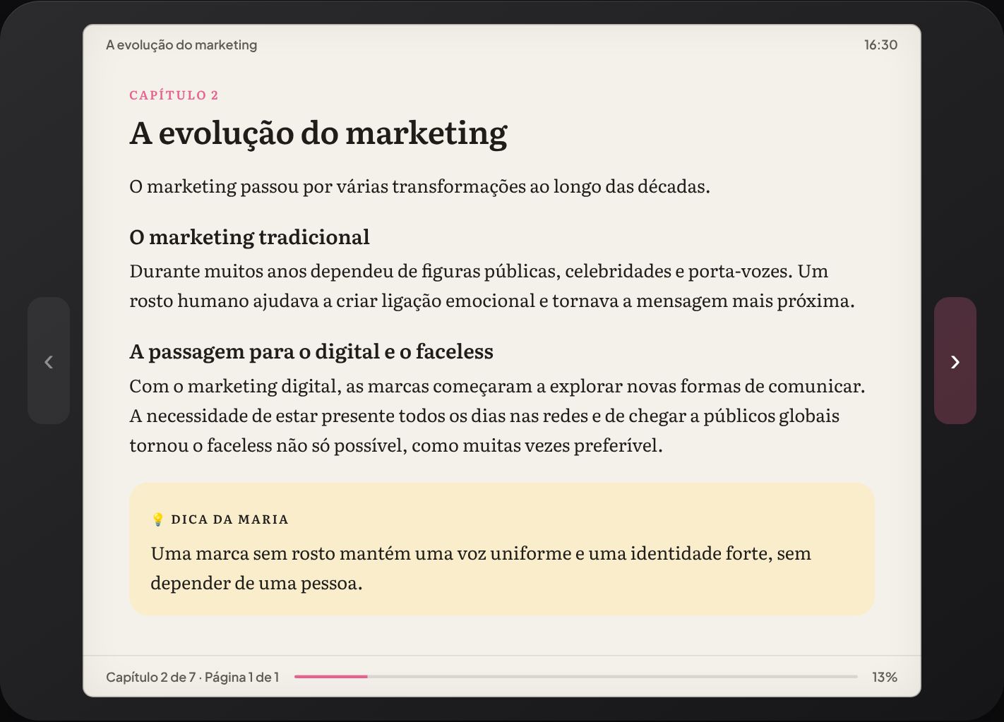 Página de A Importância do Storytelling na Área de Aluno