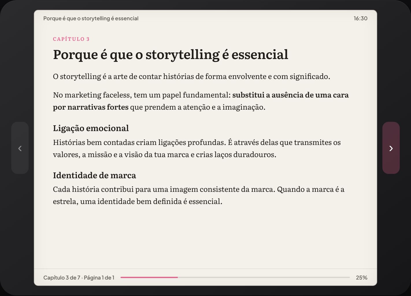 Página de A Importância do Storytelling na Área de Aluno