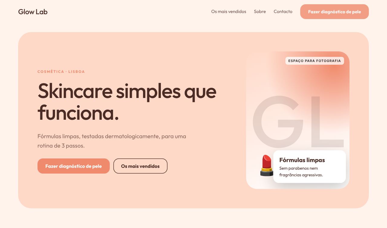 Exemplo de site: Glow Lab