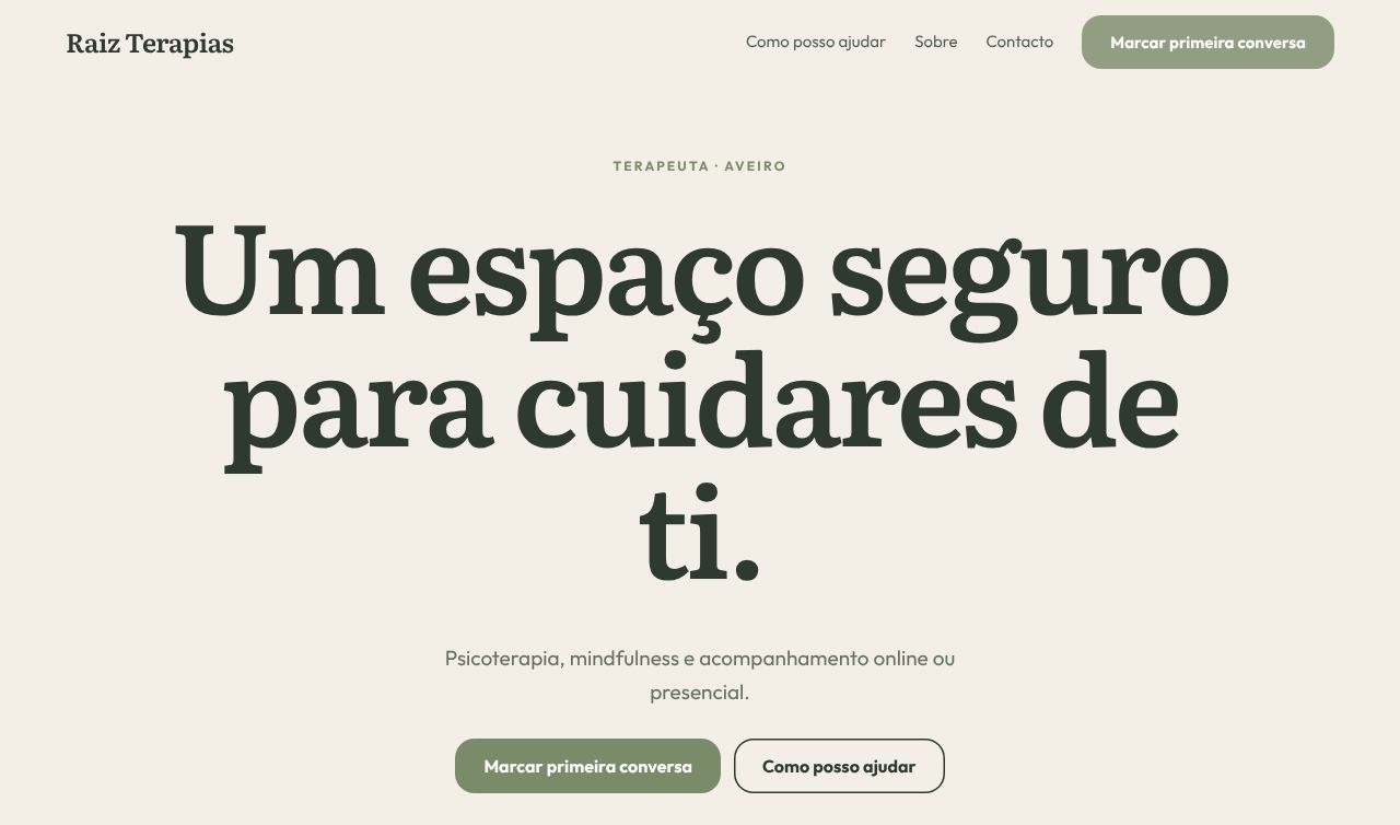 Exemplo de site: Raiz Terapias